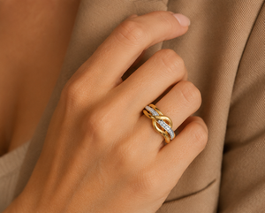 925 Sterling <b>Silver</b> Rose Gold Plated Twisted Wave Engagement <b>Ring</b> <b>Cubic</b> <b>Zirconia</b> Accents Pave Setting Modern Minimalist Trendy - Product Image 3