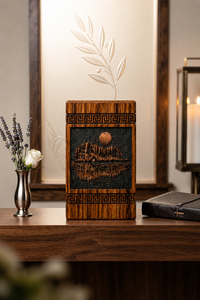 Wooden Cremation Urn 200 Cubic Inch Adult <b>Memorial</b> Keepsake <b>Box</b> Custom Design Fireplace Shrine Display - Product Image 2