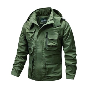 Detachable Hood Windproof <b>Mens</b> <b>Denim</b> <b>Jacket</b> Outdoor Casual Multi Pocket Stylish Coat - Product Image 4