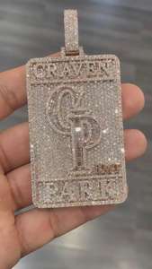 Colgante Redondo Personalizado de Moissanita con Letras, Bicolor, Estilo HipHop, Rapper, Bling, Lujo, Certificado, Plata 925, Chapado en Oro, Regalo - Product Image 2