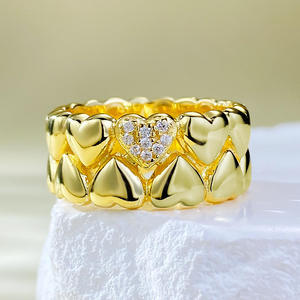 Anillo de Compromiso Unisex de Oro Sólido de 18K con Corte de Corazón Ovalado y Piedra Natural, Anillo de Cóctel Romántico con Engaste de Puntas - Product Image 2