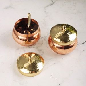Tarro de almacenamiento de cobre tradicional hecho a mano con tapa, contenedor de cocina para té, café, azúcar, especias, alimentos secos, organizador de despensa - Product Image 4