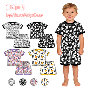 Conjunto de Pijamas para Crianças com Estampa de Fantasma, Novo Design de Halloween, Manga Curta, Fibra de Bambu, Personalizado para Crianças - Product Image 1
