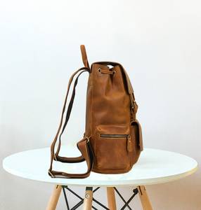 Slim <b>Waterproof</b> Leather Laptop <b>Backpack</b> Anti-Theft Vintage Rucksack Genuine Leather Travel Pack LBP-0320 - Product Image 4