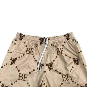 กางเกงบาสเก็ตบอลแบบรูดเชือก แห้งเร็ว พิมพ์ลายแบบซับลิเมชั่น ผ้าตาข่าย โพลีเอสเตอร์ 100%  แบบเรียบง่าย สกรีนโลโก้ได้ตามต้องการ กางเกงขาสั้นผู้ชาย - Product Image 2