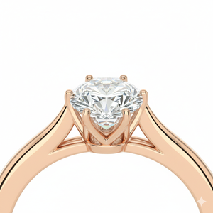 Bague de fiançailles en or rose massif 9 carats avec diamant de laboratoire taille brillant rond, certifiée IGI, alliance de mariage moderne - Product Image 4