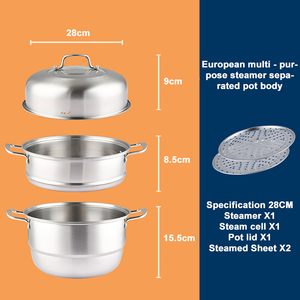 Elegante Olla Vaporera de Acero Inoxidable con Diseño Multiusos, Tapa de Vidrio Templado y Asas Resistentes al Calor - Product Image 2