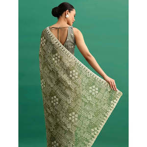 Sari brodé pour soirée avec travail de paillettes pour robes de bal - Product Image 5