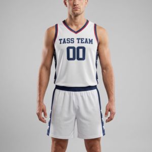 Camiseta de baloncesto personalizada para hombre, sin mangas, con cuello en V, de malla que absorbe la humedad, uniforme deportivo, blanco, azul, rojo, estrellas 00 - Product Image 1