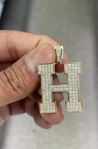 Pendentif personnalisé avec initiale, en argent 925, serti de diamants, pendentif hip-hop, pendentif en diamant moissanite VVS, bijoux de mode - Product Image 3