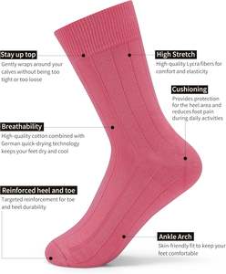 ถุงเท้าผ้าฝ้าย100% สำหรับผู้ชายไซส์ใหญ่พิเศษมีสไตล์ถุงเท้าสีล้วนถุงเท้าสำหรับเล่นกีฬา - Product Image 3