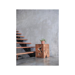 Tabouret cube Saturne en bois de Suar massif naturel personnalisé, table d'appoint pour un salon minimaliste de luxe, décoration d'intérieur - Product Image 2