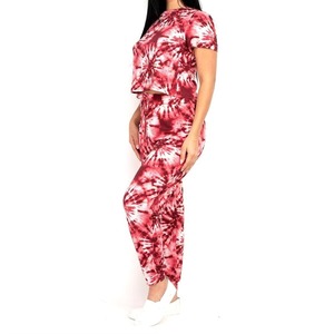 Women Tie Dye Crop Top Jogger Set 2 Piece <b>Matching</b> Tracksuit Lounge Wear Summer Casual Full Length Drawstring Pockets - Product Image 3