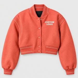 Chaqueta de streetwear con lavado ácido para mujer, personalizada, de corte cropped y ajuste oversize, manga larga, cuello alto, estilo vintage, de algodón, para otoño - Product Image 5