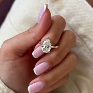 IGI Certified & VVS Clarity Pear Shaped Lab Created Diamond Solitaire <b>Ring</b> Thin <b>Dainty</b> Proposal Diamond <b>Ring</b> for Sale Export - Product Image 1