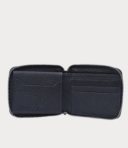 2026 High Quality Genuine Leather Men's <b>Wallet</b> Navy Blue Bi-Fold Closure Short Length Lightweight Fashion Daily OEM Custom Logo - Product Image 3