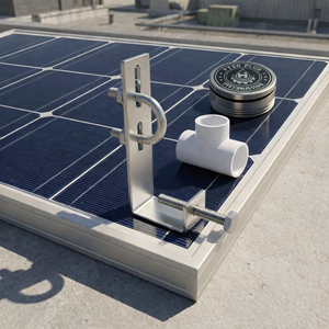 Aspersor de Limpieza Fotovoltaica con Boquilla de Chorro de Acero Inoxidable, Abrazadera de Soporte Galvanizada Ajustable, Conector en T de PVC, Kit de Pulverización de Agua - Product Image 1