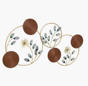Modern Metal Wall <b>Art</b> Circular Foliage Design Gold Frame Boho Home Decoration <b>Large</b> 33-40 Inch Handmade - Product Image 2