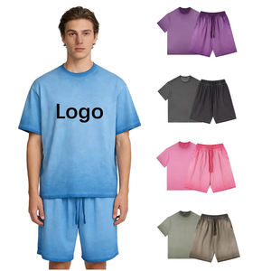 Custom Oversized T Shirt Shorts <b>Set</b> Heavyweight Cotton Unisex Summer Outfit OEM Private Label Streetwear Printing Ready - Product Image 1