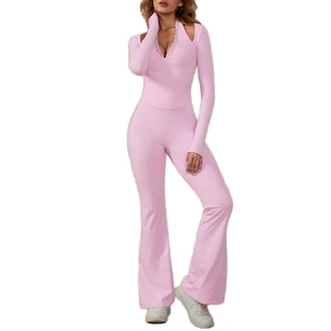 Combinaison une pièce à manches longues pour femme, jambe évasée, extensible, décontractée, fitness, mode, vêtements personnalisés - Product Image 6