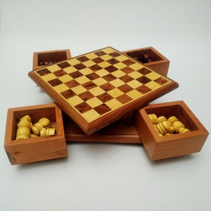 Handcrafted <b>Wooden</b> <b>Chess</b> <b>Set</b> With Storage Drawer And Carved Pieces Elegant Compact Board Game For Strategy Enthusiasts & Fun - Product Image 2