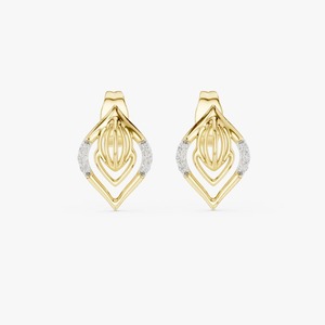Pendientes de Diamantes Cultivados en Laboratorio de 0.06CT en Oro Amarillo de 9K al por Mayor, Motivo Geométrico, Joyería Fina, Fabricante OEM Personalizado - Product Image 1