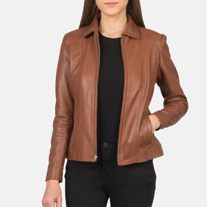 Chaqueta de Cuero Tipo Bomber para Mujer, Hecha en Pakistán, Transpirable y a la Moda, con Tela de Lona, Color Personalizado, Tendencia de Invierno - Product Image 1