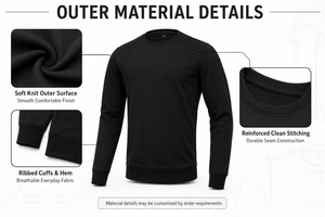 Sudadera Personalizada para Hombre, Cuello Redondo, Lisa, Manga Larga, con Logotipo Bordado o Impreso, OEM, Marca Privada, Venta al Por Mayor - Product Image 6