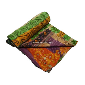 Kantha Quilt Gudari Handmade Vintage Washable 100% Cotton Printed Indian Quilt From Rajasthan GD1112 - Product Image 1