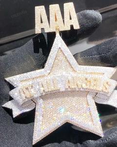 Pendentif étoile entièrement serti de pierres personnalisé |   Pendentif en diamant Moissanite VVS |   Pendentif All Angels en argent sterling 925 |   3,5 pouces - Product Image 1