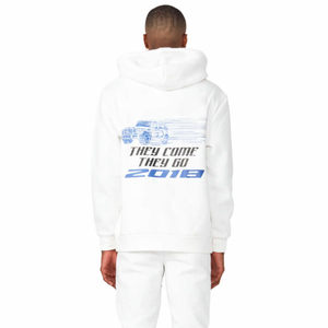 Minimal White Hoodie And Flared Sweatpants Cotton Blend Casual Matching <b>Sweat</b> <b>Set</b> With Side Graphic Design Detail - Product Image 4