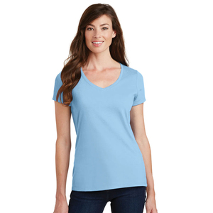 Wholesale Women's Casual Deep V Neck Plain Breathable Jersey Fabric T-Shirts For Summer Season Wear Women's V-neck T-shirt - Product Image 4