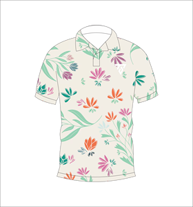 Polo pour homme à imprimé floral pastel, manches courtes, col boutonné, décontracté, respirant et léger pour l'été - Product Image 1