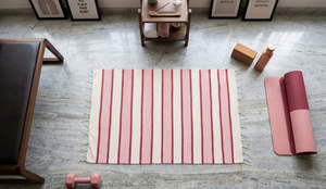 Cotton Handloom Stripe Rug / <b>Runner</b> washable & reversable - Product Image 1