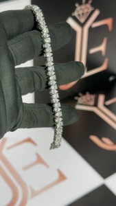 Pulsera de lujo con diamantes de moissanita en forma de pera, hecha de plata de ley 925, pulsera de tenis totalmente adornada con diamantes para chicas. - Product Image 3