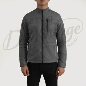 Chaqueta de invierno gris para hombre, ligera, con cuello alto, acolchada, de corte ajustado, informal, cálida, con cierre de cremallera. - Product Image 2