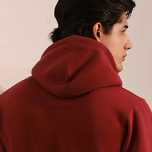 Custom Logo Heavyweight Cotton Fleece Full Zip-Up Hoodie <b>Men</b> Solid Maroon <b>Red</b> Casual Streetwear <b>Sweatshirt</b> - Product Image 5