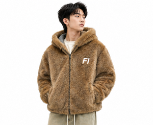 Sudadera con capucha Sherpa extragrande para hombre, estilo urbano personalizado, chaqueta de forro polar de felpa con cremallera completa, ropa de invierno suave y cálida, proveedor mayorista EE. UU. - Product Image 1