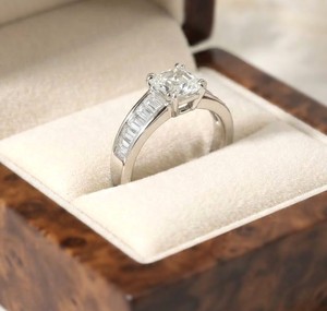 Bague demi-éternité empilable en diamants de laboratoire taille Asscher et baguette, bijoux fins en or massif 10K 14K 18K, alliance de mariage en diamants de laboratoire - Product Image 5