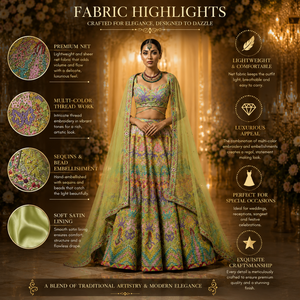 Exclusive Modern Bridal Lehenga Choli with Hand Beaded | Multicolor Thread Embroidery and Elegant Lace Details Elegant Couture - Product Image 5