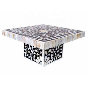 Nouveauté : Plateau rond à motifs floraux en os incrusté, fait à la main, pour gâteaux, présentoir à desserts, supports à cupcakes, service décoratif - Product Image 2
