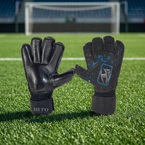 Gants de gardien de but de football professionnels, contact frontal en latex, dos en latex gaufré, doigts enroulés, découpe de doigt en forme de pistolet, design personnalisé, OEM - Product Image 4