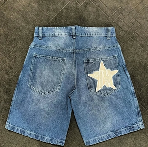 Pantalones Cortos de Mezclilla para Hombre, Estilo Vintage, Personalizados, Oversize, Streetwear, OEM ODM, Logotipo Personalizado, Color Sólido, 100% Algodón - Product Image 2
