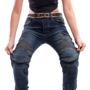 Motorcycle Leather Cordura Riding Pants with CE Removable <b>Knee</b> & Hip <b>Protectors</b> | Waterproof Biker Trousers | Hike Impex - Product Image 4