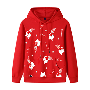 Custom Name Number <b>Christmas</b> Tree Pattern Hoodie Men's Red Green Knitted Pullover Sweatshirt Winter Casual Wear - Product Image 4