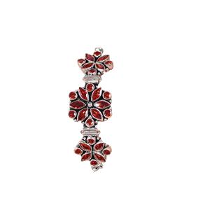 Antique Silver Plated Brass Beaded <b>Red</b> Cubic Zirconia Flower Cluster Trendy Women's Anniversary <b>Bracelet</b> - Product Image 6