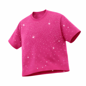 Men's Pink <b>Rhinestone</b> T-Shirt Cotton Crew Neck Short Sleeve Casual Streetwear Fashion Tee Summer <b>Top</b> for Men Breathable Graphic - Product Image 1