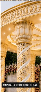 Opulento Mandap de Loto con Cúpula para Bodas al Aire Libre, Mandap de Madera Tallada en Oro de Lujo con Decoración Floral para Decoración de Bodas - Product Image 4