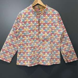 แจ็คเก็ตบอมเบอร์ผ้าฝ้ายพิมพ์ลายบล็อกสไตล์อินเดียโบฮีเมียน งานปักมือ  รักษ์โลก สำหรับผู้หญิง รุ่นใหม่ล่าสุด - Product Image 5