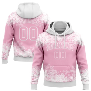 Sweat-shirt à capuche sport 3D personnalisé, nouveau design, flocons de neige rose clair et blanc, vente en gros directe pour l'industrie - Product Image 1